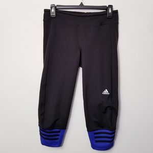 Adidas Medium Black/Blue Workout Capris Pants
